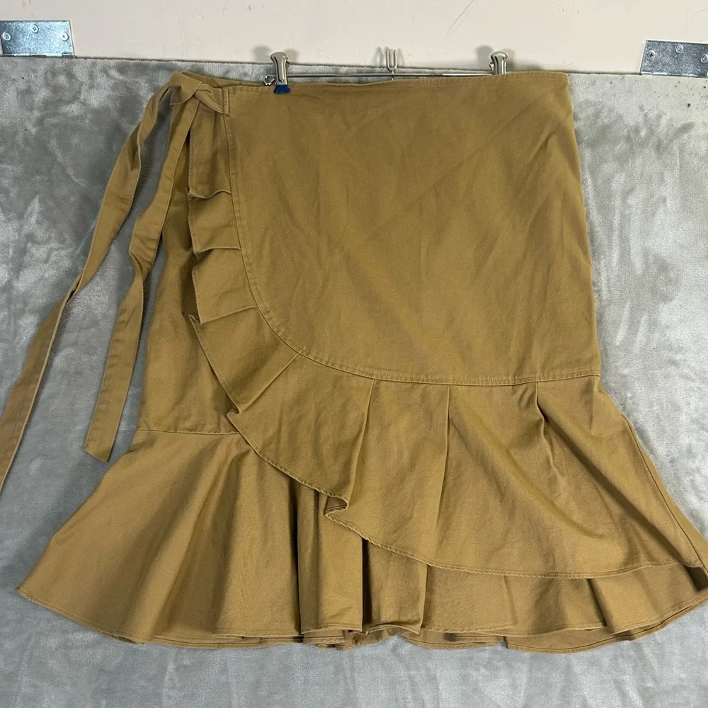 Who what wear wrap midi ruffle khaki skirt - Picture 2 of 8